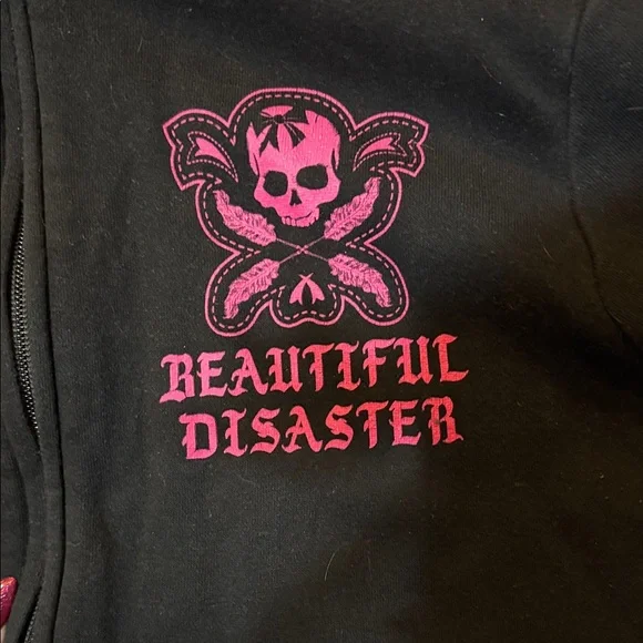 Beautiful Disaster Black and Pink Jacket - Picture 3 of 5